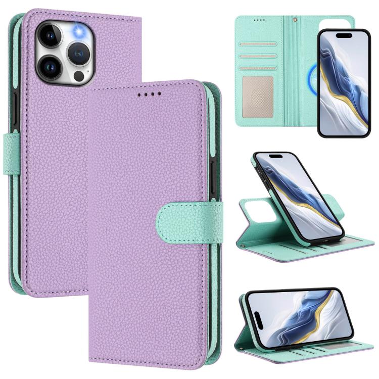 เคสโทรศัพท์หนังวีแกนลายลิ้นจี่แม่เหล็กด้านข้างถอดได้ สำหรับ iPhone 13 Pro Max, สำหรับ iPhone 13 Pro, สำหรับ iPhone 13, สำหรับ iPhone 12 / 12 Pro, สำหรับ iPhone 12 Pro Max, สำหรับ iPhone 11 Pro Max, สำหรับ iPhone 11, สำหรับ iPhone 11 Pro