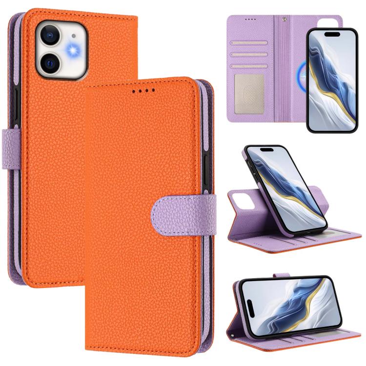 เคสโทรศัพท์หนังวีแกนลายลิ้นจี่แม่เหล็กด้านข้างถอดได้ สำหรับ iPhone 13 Pro Max, สำหรับ iPhone 13 Pro, สำหรับ iPhone 13, สำหรับ iPhone 12 / 12 Pro, สำหรับ iPhone 12 Pro Max, สำหรับ iPhone 11 Pro Max, สำหรับ iPhone 11, สำหรับ iPhone 11 Pro