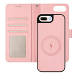Detachable Litchi Texture Magnetic Side-Patch Vegan Leather Phone Case, For iPhone 8 Plus / 7 Plus