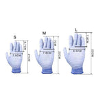 ถุงมือป้องกันไฟฟ้าสถิตเคลือบ PU ลายทาง 10 คู่ ส่งสีสุ่ม, S, M, L