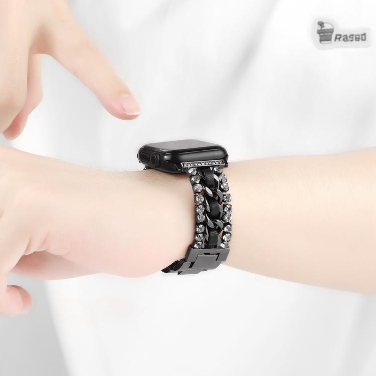 สายรัดนาฬิกาหนังวีแกนลายเพชรพร้อมโลหะ สำหรับ Apple Watch 46mm / 49mm / 45mm / 44mm, สำหรับ Apple Watch 42mm / 41mm / 40mm / 38mm