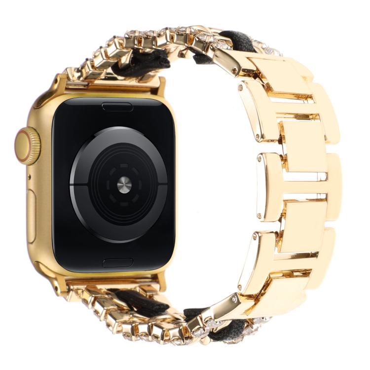 สายรัดนาฬิกาหนังวีแกนลายเพชรพร้อมโลหะ สำหรับ Apple Watch 46mm / 49mm / 45mm / 44mm, สำหรับ Apple Watch 42mm / 41mm / 40mm / 38mm