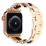 สายรัดนาฬิกาหนังวีแกนลายเพชรพร้อมโลหะ สำหรับ Apple Watch 46mm / 49mm / 45mm / 44mm, สำหรับ Apple Watch 42mm / 41mm / 40mm / 38mm