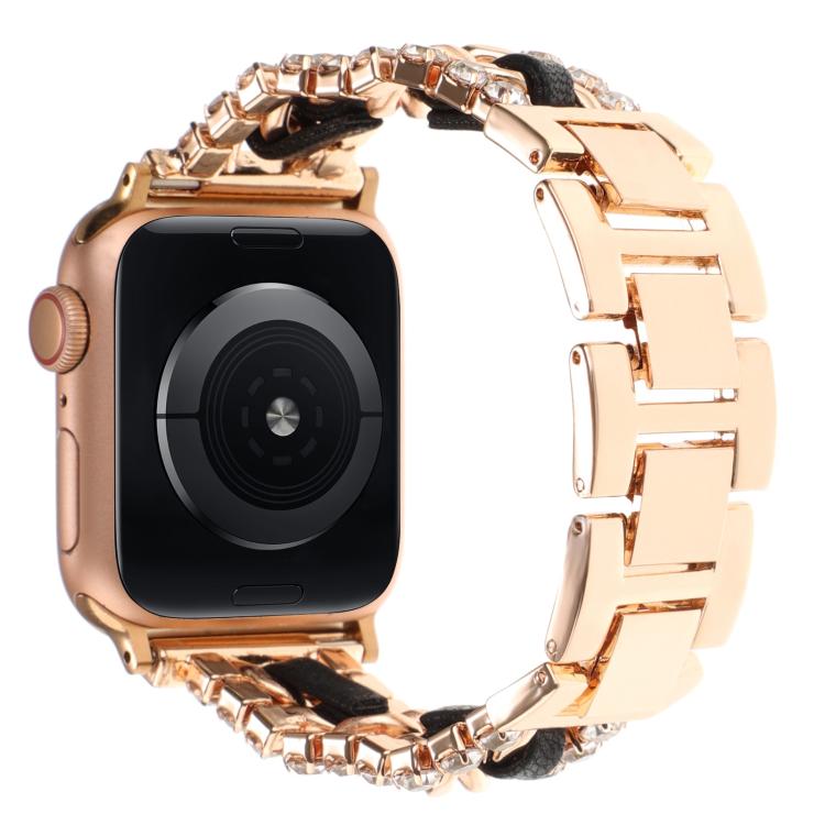สายรัดนาฬิกาหนังวีแกนลายเพชรพร้อมโลหะ สำหรับ Apple Watch 46mm / 49mm / 45mm / 44mm, สำหรับ Apple Watch 42mm / 41mm / 40mm / 38mm