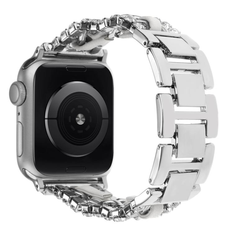 สายรัดนาฬิกาหนังวีแกนลายเพชรพร้อมโลหะ สำหรับ Apple Watch 46mm / 49mm / 45mm / 44mm, สำหรับ Apple Watch 42mm / 41mm / 40mm / 38mm