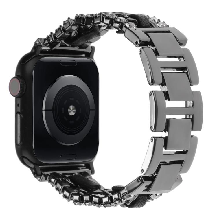 สายรัดนาฬิกาหนังวีแกนลายเพชรพร้อมโลหะ สำหรับ Apple Watch 46mm / 49mm / 45mm / 44mm, สำหรับ Apple Watch 42mm / 41mm / 40mm / 38mm