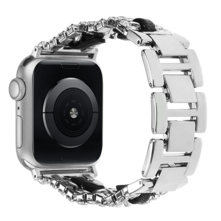 สายรัดนาฬิกาหนังวีแกนลายเพชรพร้อมโลหะ สำหรับ Apple Watch 46mm / 49mm / 45mm / 44mm, สำหรับ Apple Watch 42mm / 41mm / 40mm / 38mm