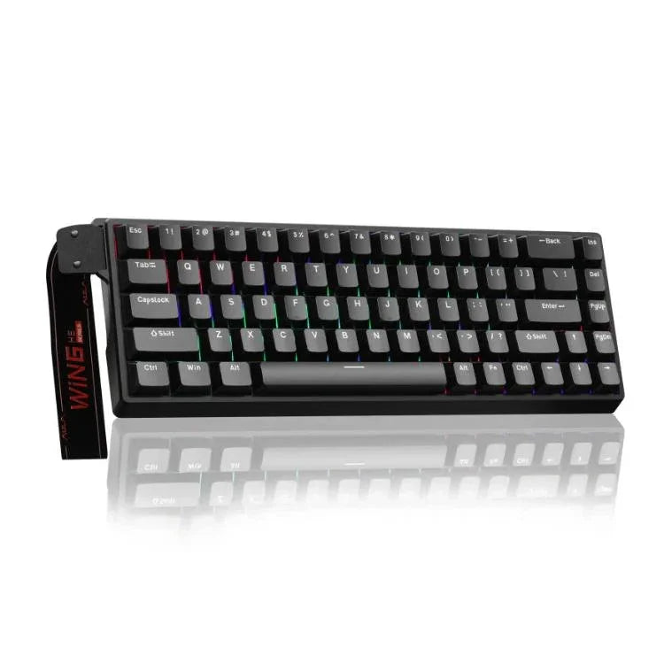 คีย์บอร์ดสาย AULA WIN68HE รุ่นมาตรฐาน 68 ปุ่ม ไฟ RGB, WIN68HE แกนแม่เหล็กไม้สีดำเทา