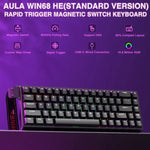 คีย์บอร์ดสาย AULA WIN68HE รุ่นมาตรฐาน 68 ปุ่ม ไฟ RGB, WIN68HE แกนแม่เหล็กไม้สีดำเทา