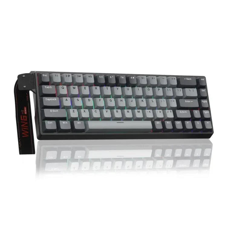 คีย์บอร์ดสาย AULA WIN68HE รุ่นโปร 68 ปุ่ม ไฟ RGB, WIN68HE แกนแม่เหล็กรูปทรงสีเทาเข้ม+เทาอ่อน