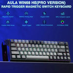 คีย์บอร์ดสาย AULA WIN68HE รุ่นโปร 68 ปุ่ม ไฟ RGB, WIN68HE แกนแม่เหล็กรูปทรงสีเทาเข้ม+เทาอ่อน