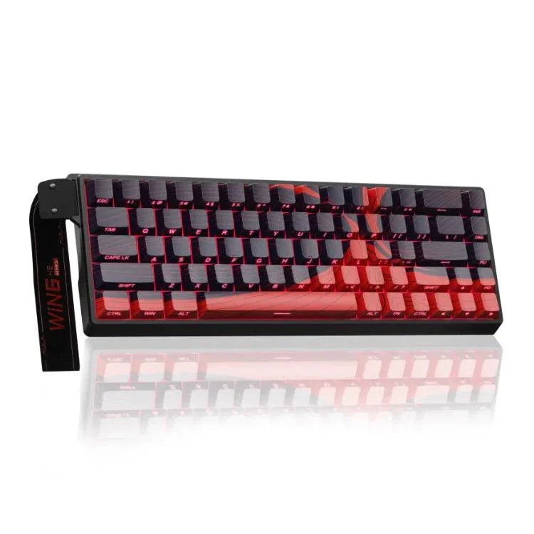 คีย์บอร์ดสาย AULA WIN68HE รุ่น MAX 68 ปุ่ม ไฟ RGB, WIN68HE แกนแม่เหล็ก Wing Chun สีแดง