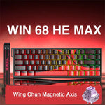 คีย์บอร์ดสาย AULA WIN68HE รุ่น MAX 68 ปุ่ม ไฟ RGB, WIN68HE แกนแม่เหล็ก Wing Chun สีแดง