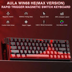 คีย์บอร์ดสาย AULA WIN68HE รุ่น MAX 68 ปุ่ม ไฟ RGB, WIN68HE แกนแม่เหล็ก Wing Chun สีแดง
