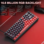 คีย์บอร์ดสาย AULA WIN68HE รุ่น MAX 68 ปุ่ม ไฟ RGB, WIN68HE แกนแม่เหล็ก Wing Chun สีแดง