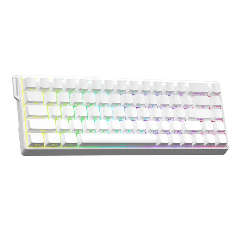 คีย์บอร์ดสาย AULA WIN68HE รุ่นมาตรฐาน 68 ปุ่ม ไฟ RGB, WIN68HE แกนแม่เหล็กไม้สีขาวเทาสลักข้าง