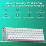คีย์บอร์ดสาย AULA WIN68HE รุ่นมาตรฐาน 68 ปุ่ม ไฟ RGB, WIN68HE แกนแม่เหล็กไม้สีขาวเทาสลักข้าง