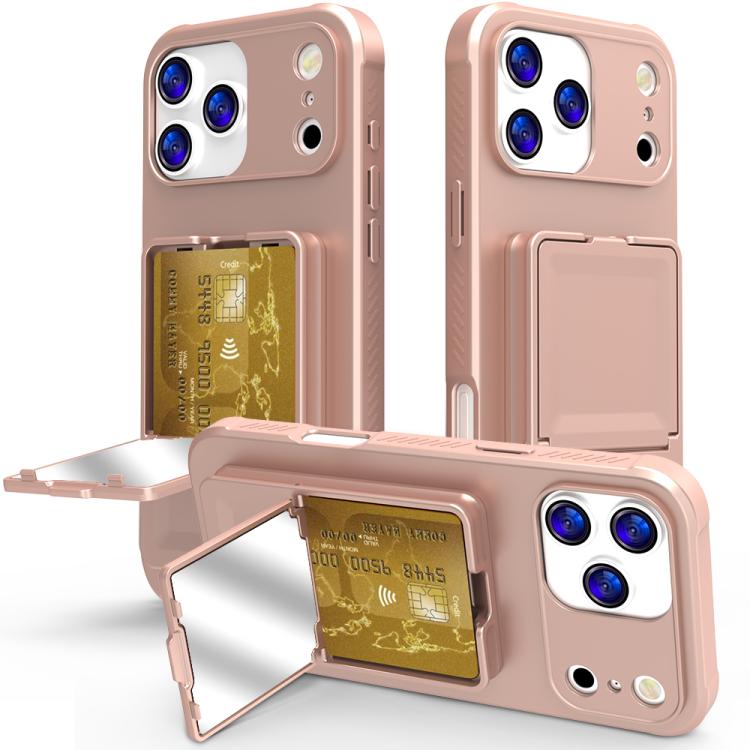 เคสโทรศัพท์กระเป๋าใส่บัตรกระจกซ่อนแบบสัมผัสนุ่ม TPU พร้อมขาตั้ง สำหรับ iPhone 17 Pro Max, สำหรับ iPhone 17 Pro, สำหรับ iPhone 17, สำหรับ iPhone Air