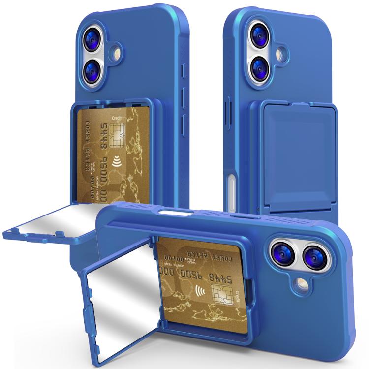 เคสโทรศัพท์กระเป๋าใส่บัตรกระจกซ่อนแบบสัมผัสนุ่ม TPU พร้อมขาตั้ง สำหรับ iPhone 17 Pro Max, สำหรับ iPhone 17 Pro, สำหรับ iPhone 17, สำหรับ iPhone Air