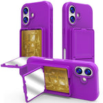 เคสโทรศัพท์กระเป๋าใส่บัตรกระจกซ่อนแบบสัมผัสนุ่ม TPU พร้อมขาตั้ง สำหรับ iPhone 17 Pro Max, สำหรับ iPhone 17 Pro, สำหรับ iPhone 17, สำหรับ iPhone Air