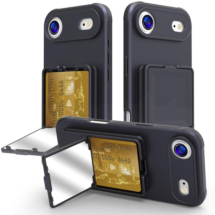 เคสโทรศัพท์กระเป๋าใส่บัตรกระจกซ่อนแบบสัมผัสนุ่ม TPU พร้อมขาตั้ง สำหรับ iPhone 17 Pro Max, สำหรับ iPhone 17 Pro, สำหรับ iPhone 17, สำหรับ iPhone Air