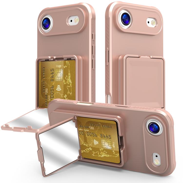 เคสโทรศัพท์กระเป๋าใส่บัตรกระจกซ่อนแบบสัมผัสนุ่ม TPU พร้อมขาตั้ง สำหรับ iPhone 17 Pro Max, สำหรับ iPhone 17 Pro, สำหรับ iPhone 17, สำหรับ iPhone Air