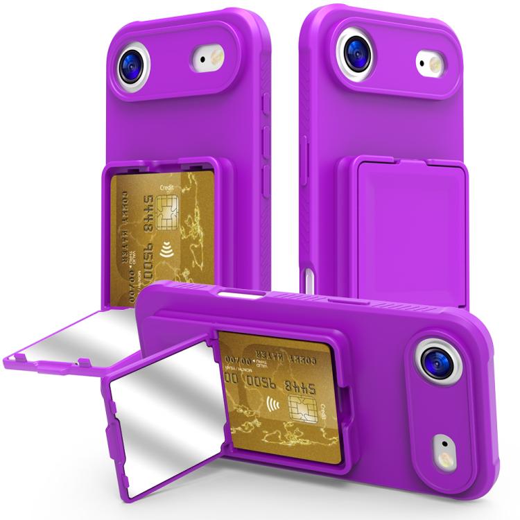 เคสโทรศัพท์กระเป๋าใส่บัตรกระจกซ่อนแบบสัมผัสนุ่ม TPU พร้อมขาตั้ง สำหรับ iPhone 17 Pro Max, สำหรับ iPhone 17 Pro, สำหรับ iPhone 17, สำหรับ iPhone Air