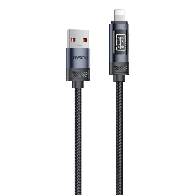 สายชาร์จและข้อมูล Yesido CA138L 12W 2.4A USB เป็น 8 พิน พร้อมจอแสดงผล OLED, USB เป็น 8 พิน