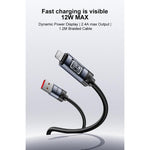 สายชาร์จและข้อมูล Yesido CA138L 12W 2.4A USB เป็น 8 พิน พร้อมจอแสดงผล OLED, USB เป็น 8 พิน