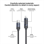 สายชาร์จและข้อมูล Yesido CA138L 12W 2.4A USB เป็น 8 พิน พร้อมจอแสดงผล OLED, USB เป็น 8 พิน