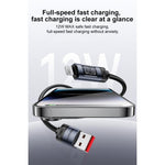 สายชาร์จและข้อมูล Yesido CA138L 12W 2.4A USB เป็น 8 พิน พร้อมจอแสดงผล OLED, USB เป็น 8 พิน
