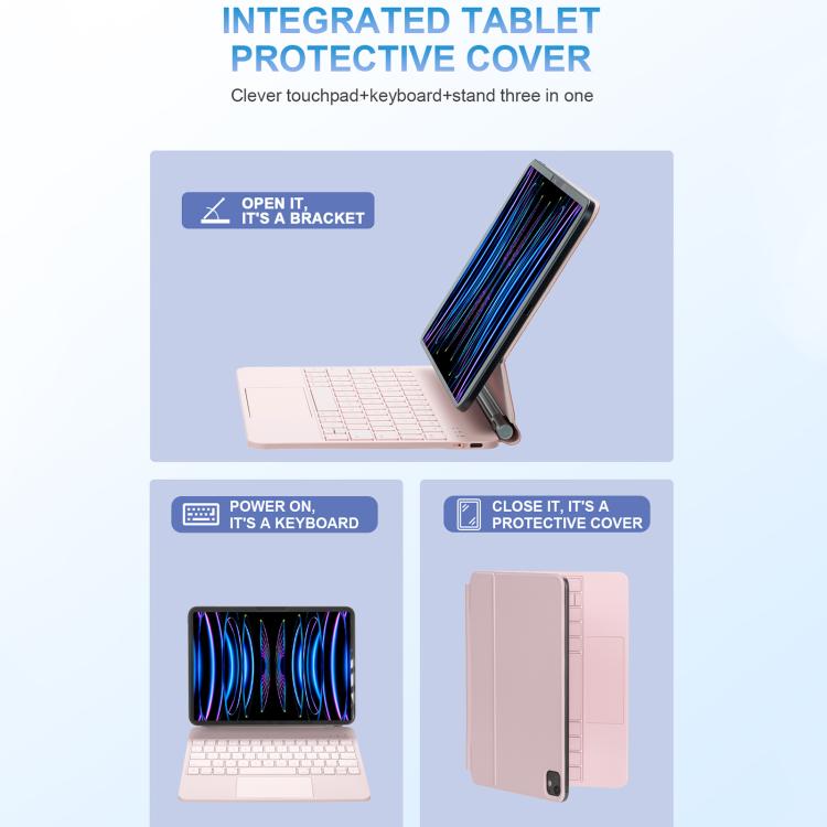 เคสแท็บเล็ตหนังพร้อมคีย์บอร์ดบลูทูธและทัชแพด สำหรับ iPad 2025 / 2022, สำหรับ iPad Air 13 2025 / 2024 / Pro 12.9 2022