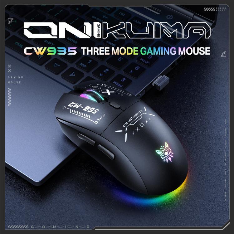 เมาส์ไร้สาย ONIKUMA CW935 12800DPI 2.4GHz + BT + สายเคเบิล แบบสามโหมด ไฟ RGB, CW935