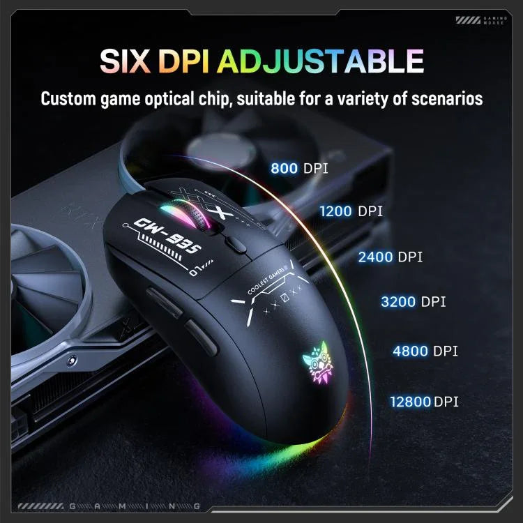 เมาส์ไร้สาย ONIKUMA CW935 12800DPI 2.4GHz + BT + สายเคเบิล แบบสามโหมด ไฟ RGB, CW935