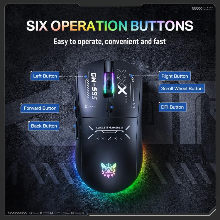 เมาส์ไร้สาย ONIKUMA CW935 12800DPI 2.4GHz + BT + สายเคเบิล แบบสามโหมด ไฟ RGB, CW935