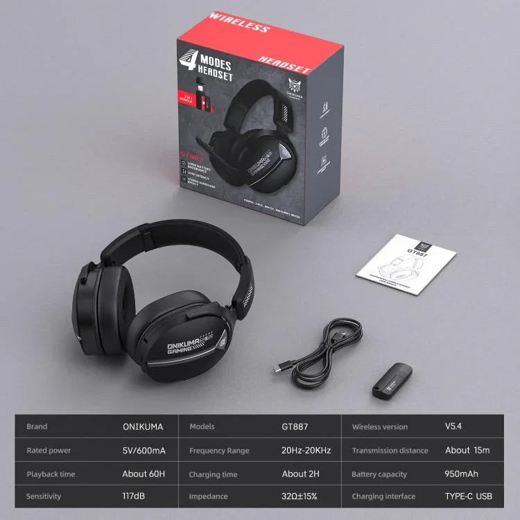 ONIKUMA GT887 Four-mode Bluetooth 2.4G Wired / Wireless Gaming Headset, GT887