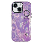 เคสโทรศัพท์ TPU พร้อมที่ยึดสายรัดข้อมือชุบโลหะลายขนนกผ้าก๊อซ พร้อมฟิล์มเลนส์ สำหรับ iPhone 13