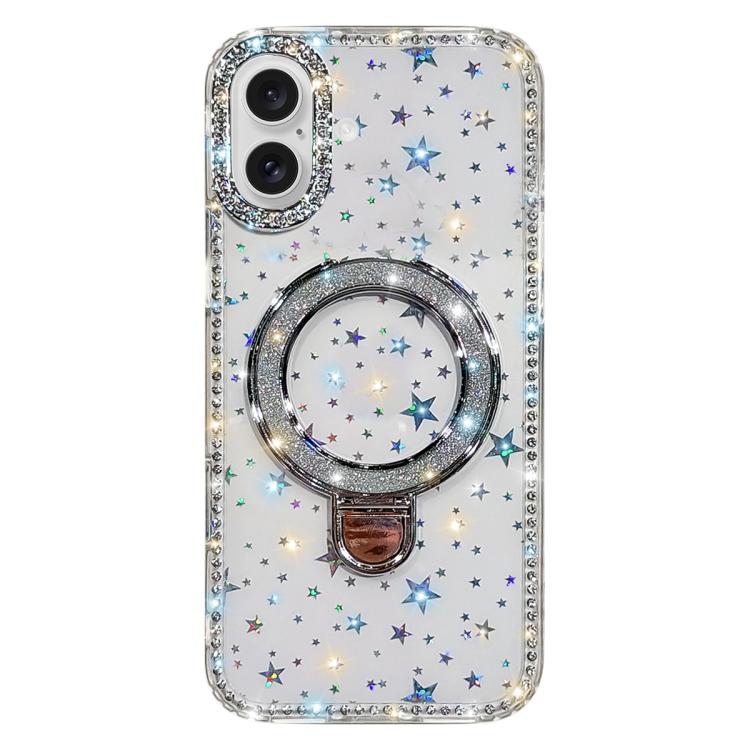 เคสโทรศัพท์ IMD สองด้านประดับเพชรกลิตเตอร์พร้อมขาตั้ง สำหรับ iPhone 17 Pro Max, สำหรับ iPhone 17 Pro, สำหรับ iPhone 17, สำหรับ iPhone Air, สำหรับ iPhone 16 Pro Max, สำหรับ iPhone 16 Pro, สำหรับ iPhone 16 Plus, สำหรับ iPhone 16