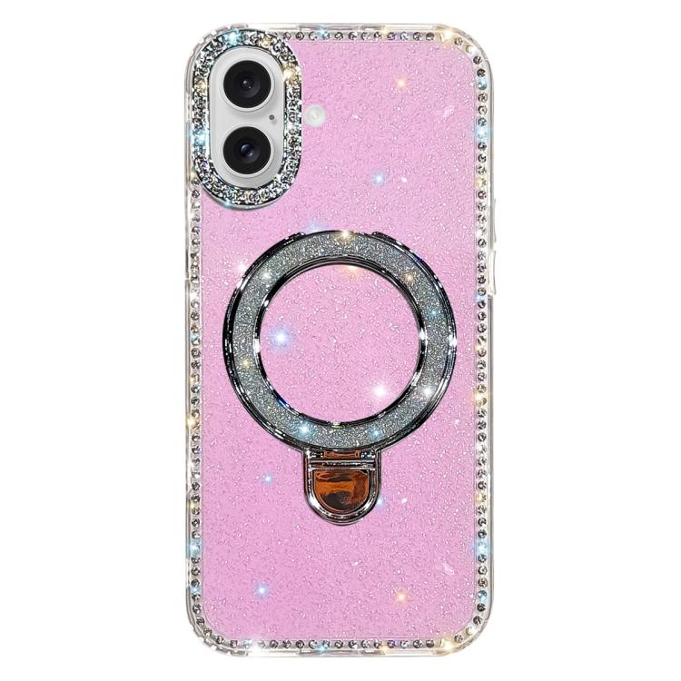 เคสโทรศัพท์ IMD สองด้านประดับเพชรกลิตเตอร์พร้อมขาตั้ง สำหรับ iPhone 17 Pro Max, สำหรับ iPhone 17 Pro, สำหรับ iPhone 17, สำหรับ iPhone Air, สำหรับ iPhone 16 Pro Max, สำหรับ iPhone 16 Pro, สำหรับ iPhone 16 Plus, สำหรับ iPhone 16