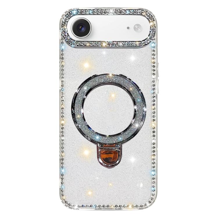 เคสโทรศัพท์ IMD สองด้านประดับเพชรกลิตเตอร์พร้อมขาตั้ง สำหรับ iPhone 17 Pro Max, สำหรับ iPhone 17 Pro, สำหรับ iPhone 17, สำหรับ iPhone Air, สำหรับ iPhone 16 Pro Max, สำหรับ iPhone 16 Pro, สำหรับ iPhone 16 Plus, สำหรับ iPhone 16