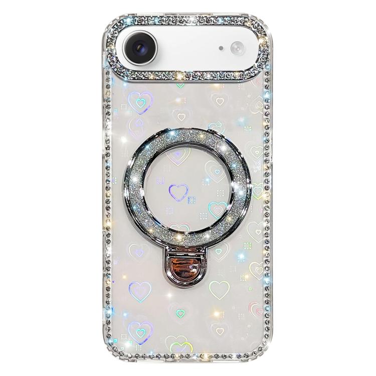 เคสโทรศัพท์ IMD สองด้านประดับเพชรกลิตเตอร์พร้อมขาตั้ง สำหรับ iPhone 17 Pro Max, สำหรับ iPhone 17 Pro, สำหรับ iPhone 17, สำหรับ iPhone Air, สำหรับ iPhone 16 Pro Max, สำหรับ iPhone 16 Pro, สำหรับ iPhone 16 Plus, สำหรับ iPhone 16