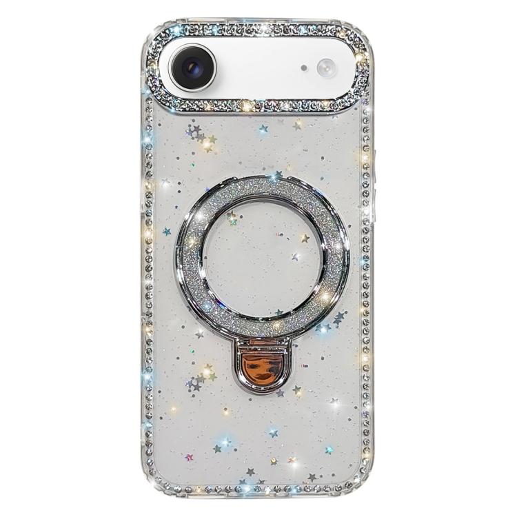 เคสโทรศัพท์ IMD สองด้านประดับเพชรกลิตเตอร์พร้อมขาตั้ง สำหรับ iPhone 17 Pro Max, สำหรับ iPhone 17 Pro, สำหรับ iPhone 17, สำหรับ iPhone Air, สำหรับ iPhone 16 Pro Max, สำหรับ iPhone 16 Pro, สำหรับ iPhone 16 Plus, สำหรับ iPhone 16