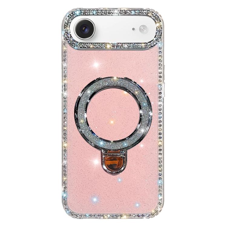 เคสโทรศัพท์ IMD สองด้านประดับเพชรกลิตเตอร์พร้อมขาตั้ง สำหรับ iPhone 17 Pro Max, สำหรับ iPhone 17 Pro, สำหรับ iPhone 17, สำหรับ iPhone Air, สำหรับ iPhone 16 Pro Max, สำหรับ iPhone 16 Pro, สำหรับ iPhone 16 Plus, สำหรับ iPhone 16