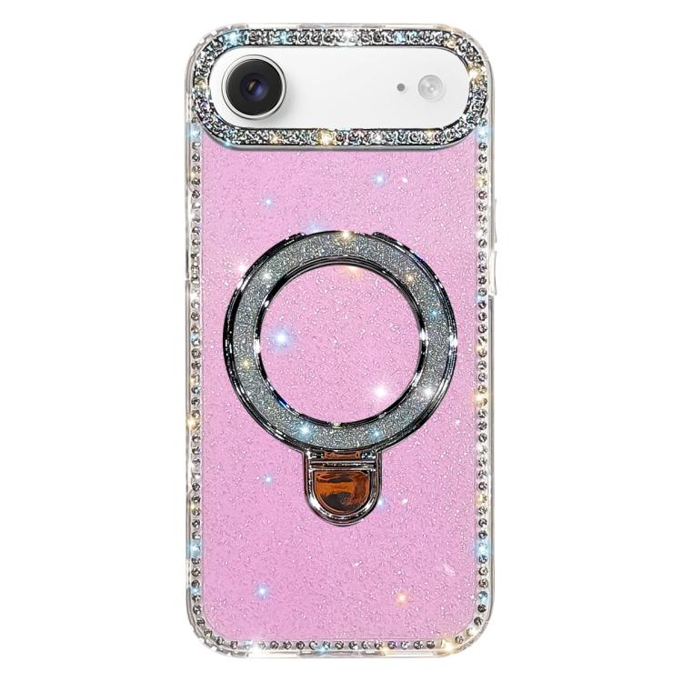 เคสโทรศัพท์ IMD สองด้านประดับเพชรกลิตเตอร์พร้อมขาตั้ง สำหรับ iPhone 17 Pro Max, สำหรับ iPhone 17 Pro, สำหรับ iPhone 17, สำหรับ iPhone Air, สำหรับ iPhone 16 Pro Max, สำหรับ iPhone 16 Pro, สำหรับ iPhone 16 Plus, สำหรับ iPhone 16
