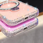 เคสโทรศัพท์ IMD สองด้านประดับเพชรกลิตเตอร์พร้อมขาตั้ง สำหรับ iPhone 15 Pro Max, สำหรับ iPhone 15 Pro, สำหรับ iPhone 15, สำหรับ iPhone 14, สำหรับ iPhone 14 Pro, สำหรับ iPhone 14 Pro Max, สำหรับ iPhone 13 Pro Max, สำหรับ iPhone 13 Pro
