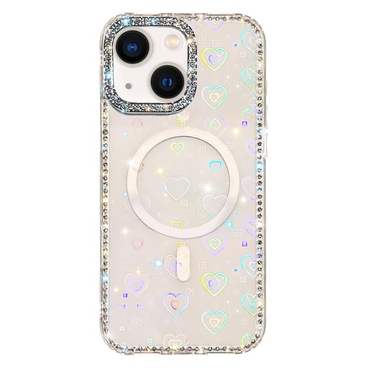 เคสโทรศัพท์ไฮบริด TPU PC แบบ IMD สองด้านประดับเพชร สำหรับ iPhone 13