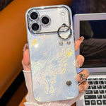 เคสโทรศัพท์ TPU พร้อมที่ยึดสายรัดข้อมือพื้นผิวโลหะเหมือนฟอยล์ชุบ สำหรับ iPhone 13