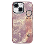 เคสโทรศัพท์ TPU พร้อมที่ยึดสายรัดข้อมือพื้นผิวโลหะเหมือนฟอยล์ชุบ สำหรับ iPhone 13