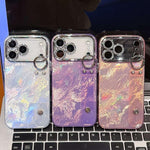 เคสโทรศัพท์ TPU พร้อมที่ยึดสายรัดข้อมือพื้นผิวโลหะเหมือนฟอยล์ชุบ สำหรับ iPhone 13