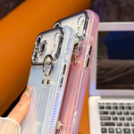 เคสโทรศัพท์ TPU พร้อมที่ยึดสายรัดข้อมือพื้นผิวโลหะเหมือนฟอยล์ชุบ สำหรับ iPhone 13